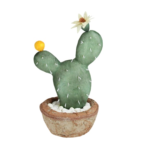 12" Southwestern Style Potted Cactus with Flowers